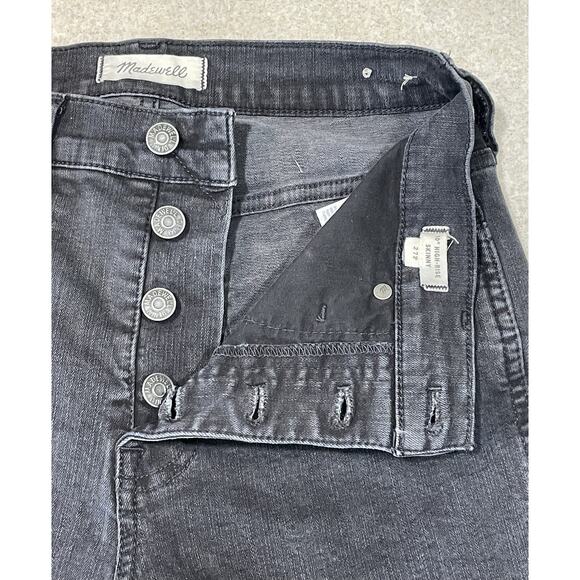 Madewell 10” High Rise Skinny Jeans Button Fly Size 27P Women’s Black Denim - Picture 9 of 13
